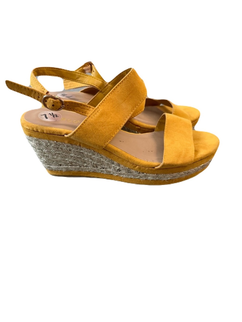 BAMBOO Yellow Suede Espadrille Wedge Sandals